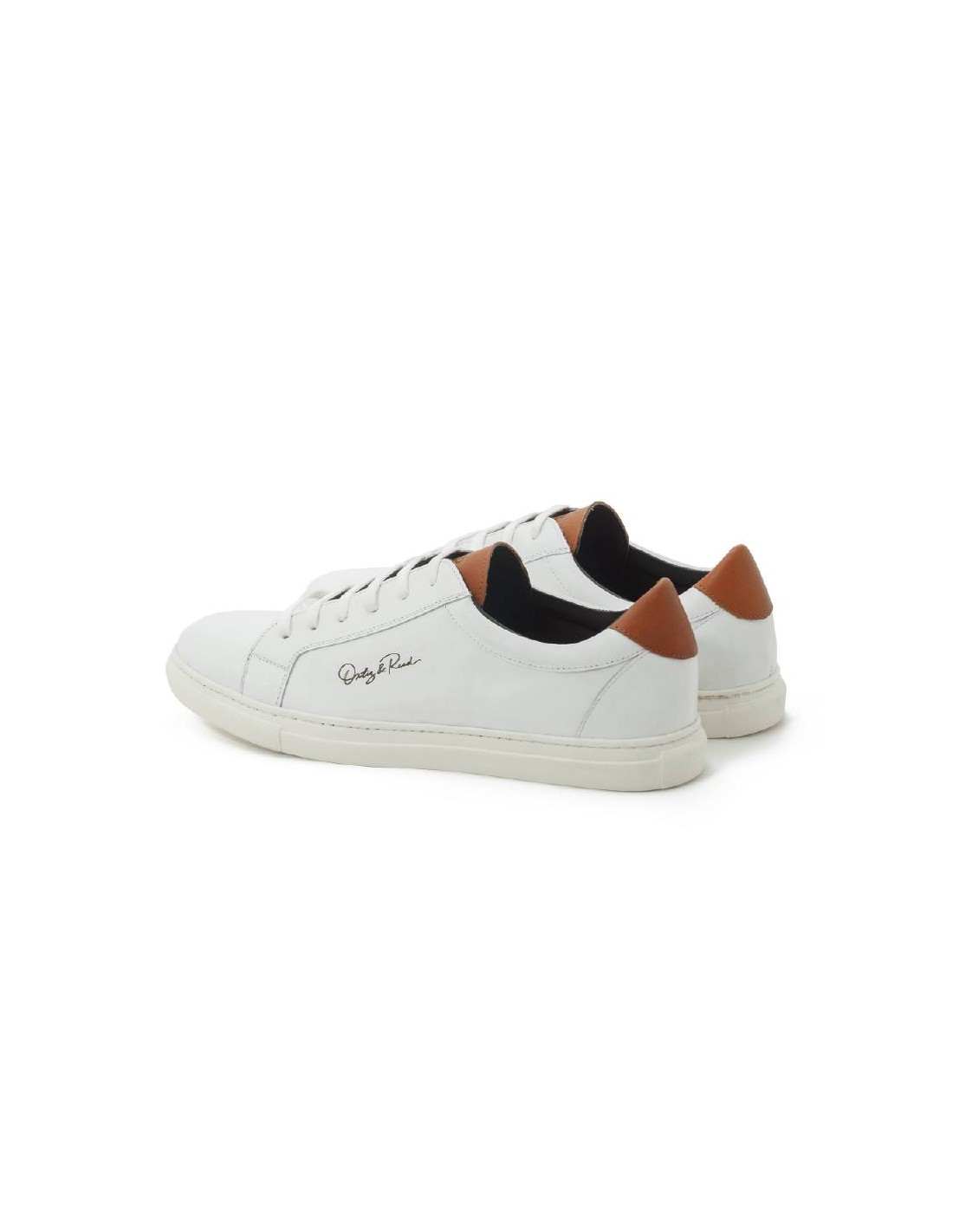 ortiz & reed Sneakers de piel liso color cuero LETERO-BLANCO-CUERO Descuento