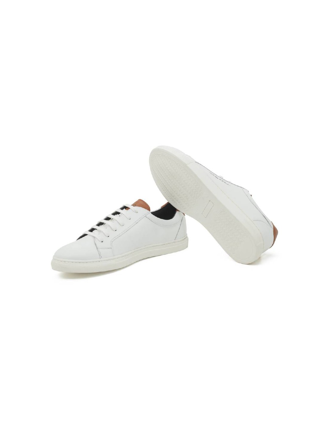 ortiz & reed Sneakers de piel liso color cuero LETERO-BLANCO-CUERO Descuento