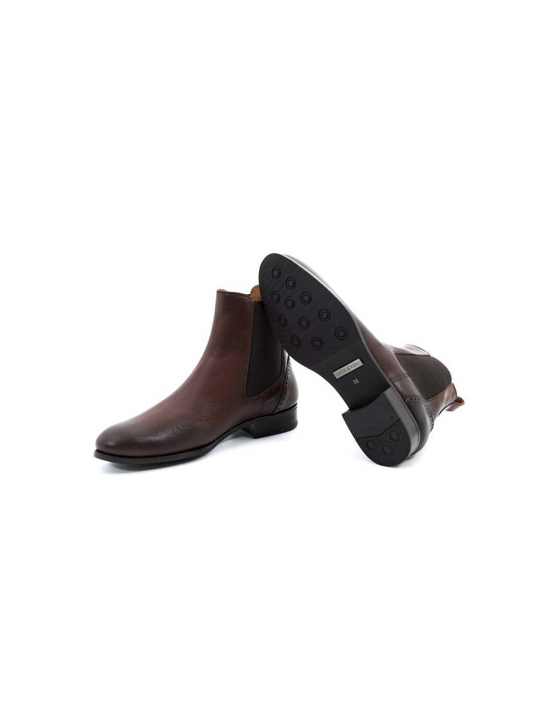 ortiz & reed Botines de mujer de piel liso color cuero W-CREED-CUERO Superdescuento
