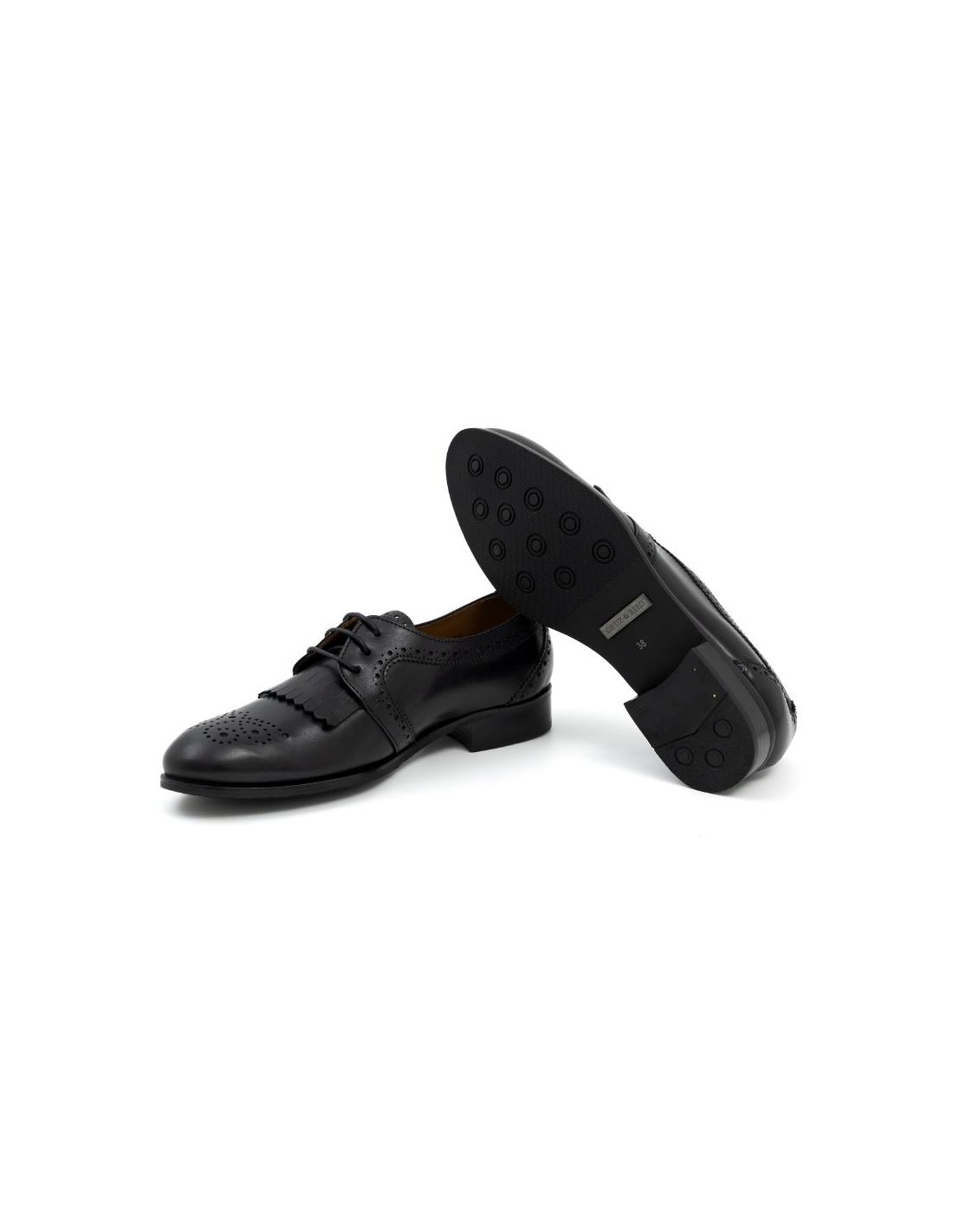 ortiz & reed Zapato de Vestir de piel con flecos color negro W-CRESHELI-NEGRO Gran oferta