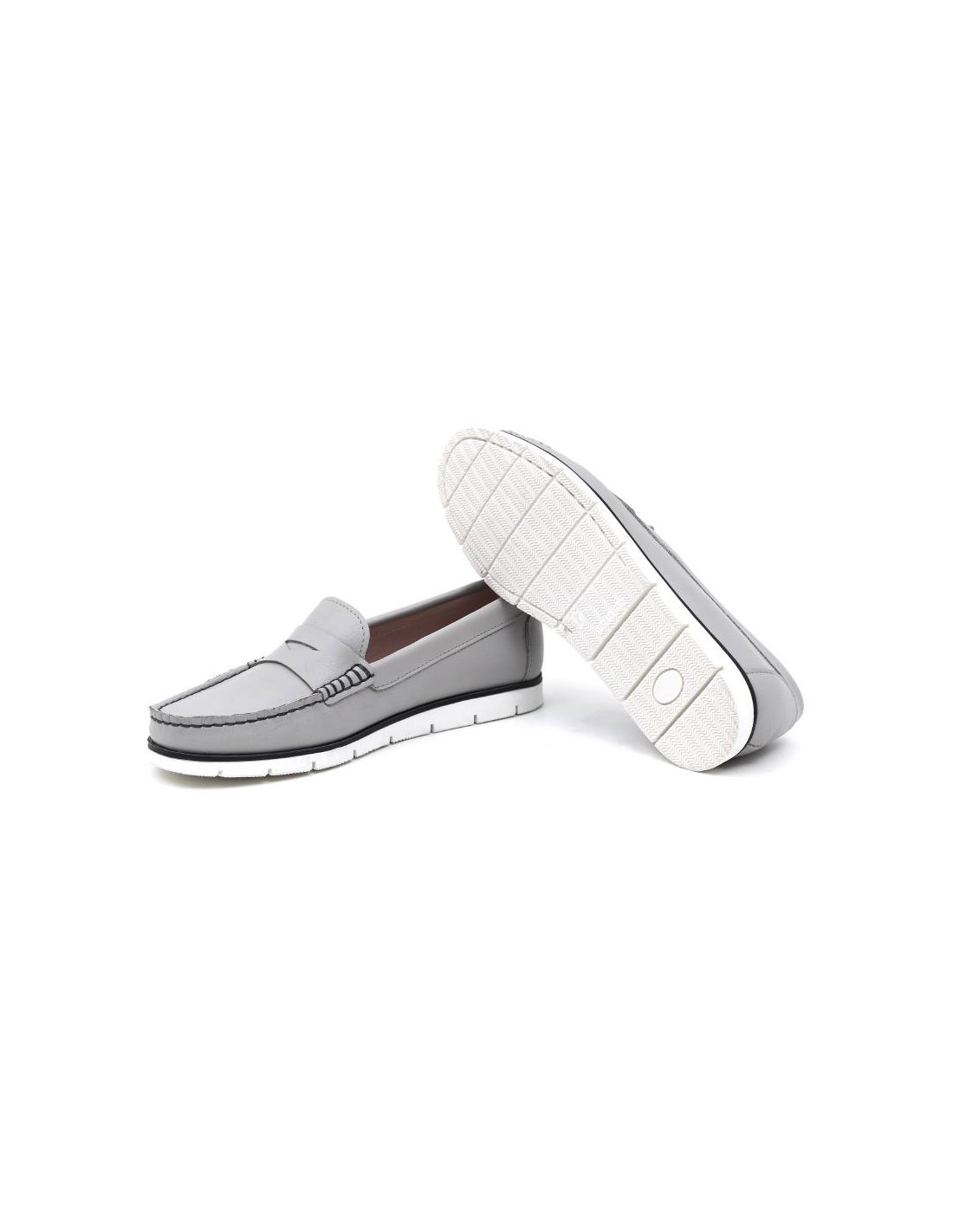 ortiz & reed Mocasines de mujer de piel con antifaz color gris W-CRINA-PERLA Último día