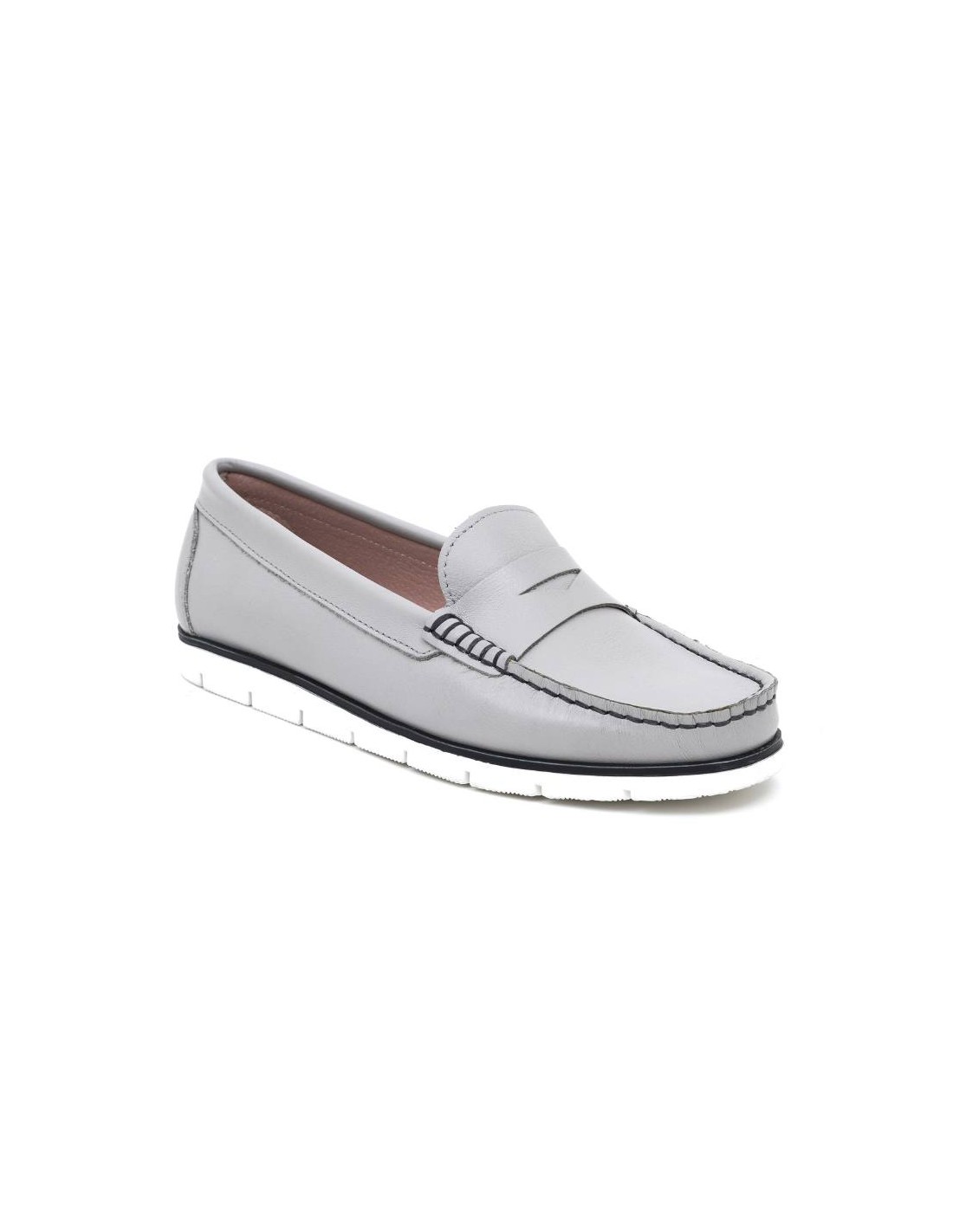ortiz & reed Mocasines de mujer de piel con antifaz color gris W-CRINA-PERLA Último día