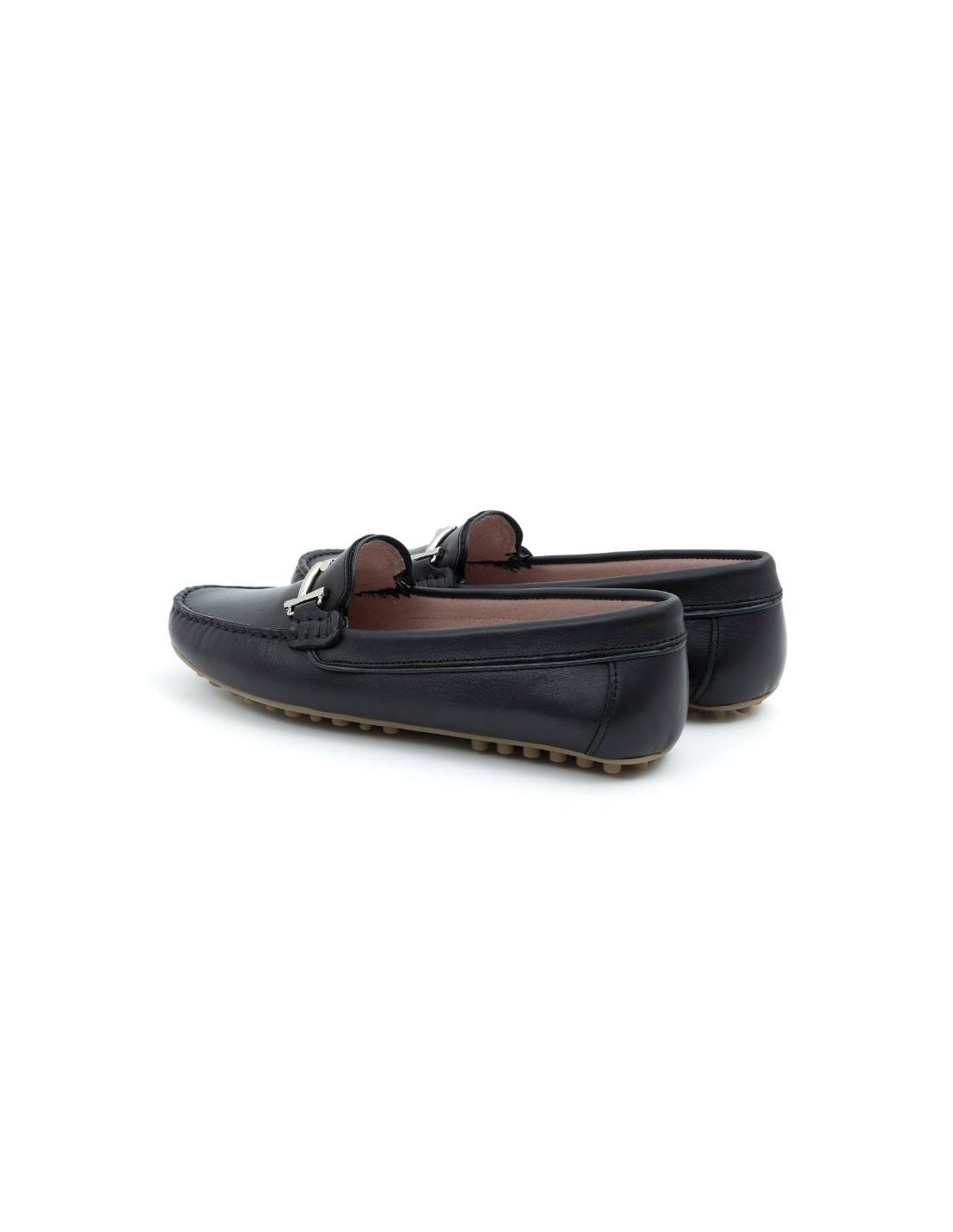 ortiz & reed Mocasines de mujer de piel con hebilla color azul W-SARENOR-NEGRO Promoción por tiempo limitado