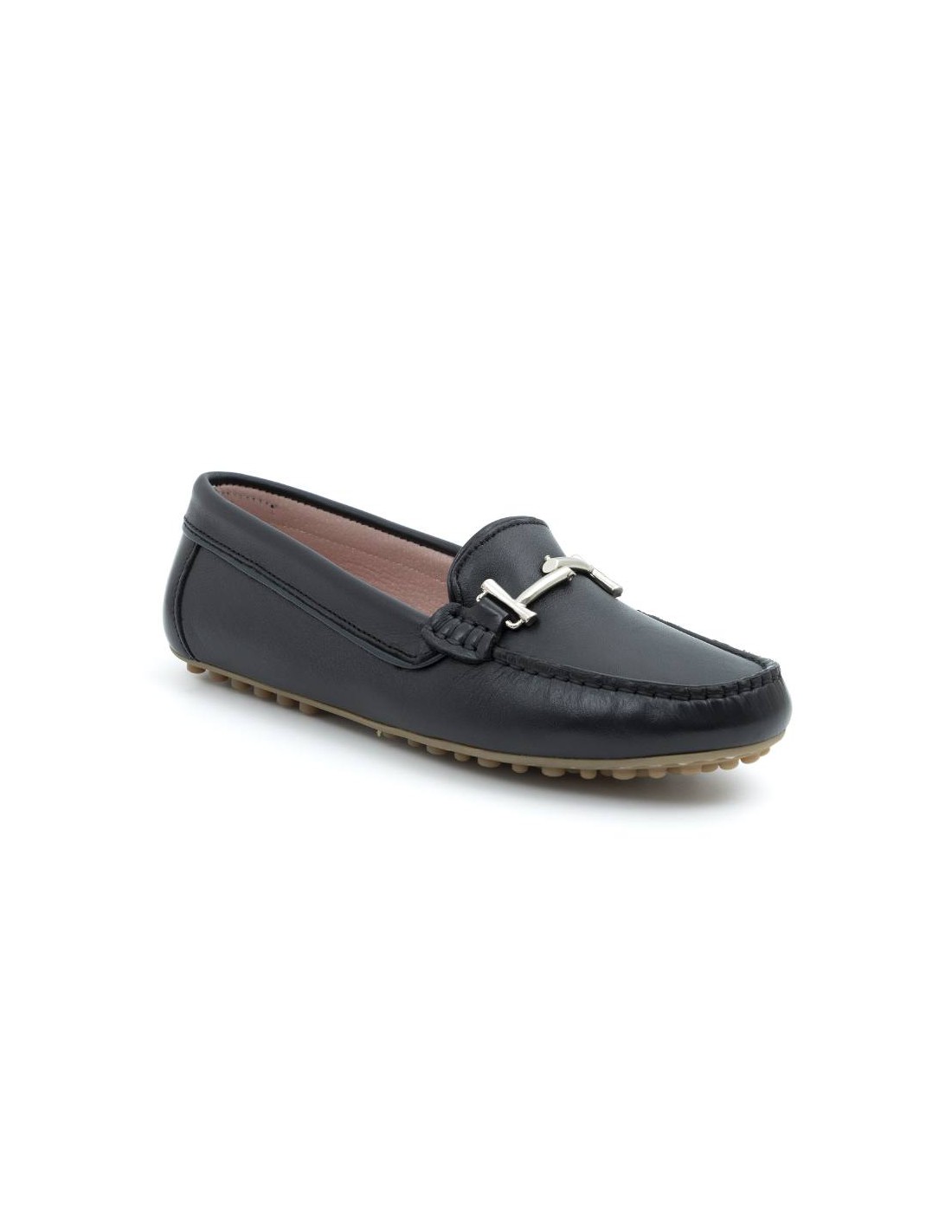 ortiz & reed Mocasines de mujer de piel con hebilla color azul W-SARENOR-NEGRO Promoción por tiempo limitado