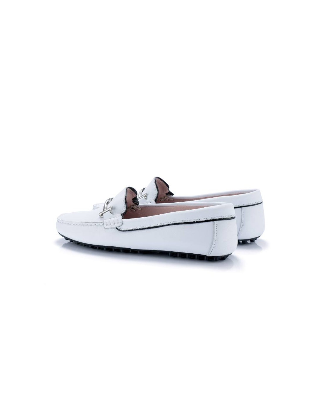 ortiz & reed Mocasines de mujer de piel con hebilla color blanco W-SARENOR-BLANCO Solo hoy