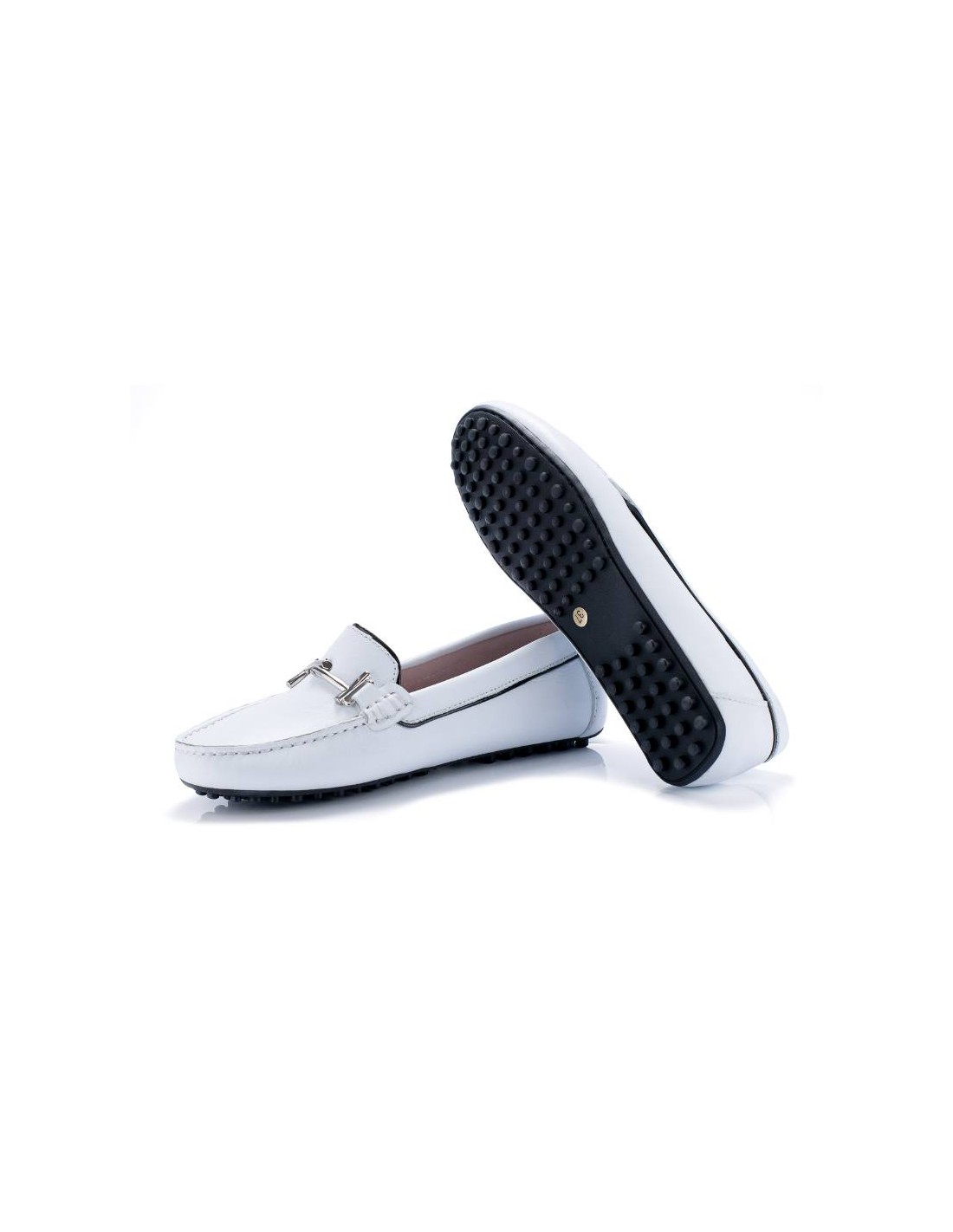ortiz & reed Mocasines de mujer de piel con hebilla color blanco W-SARENOR-BLANCO Solo hoy