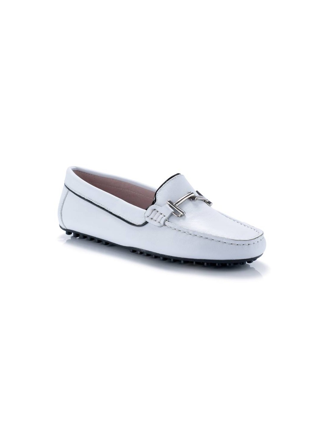 ortiz & reed Mocasines de mujer de piel con hebilla color blanco W-SARENOR-BLANCO Solo hoy