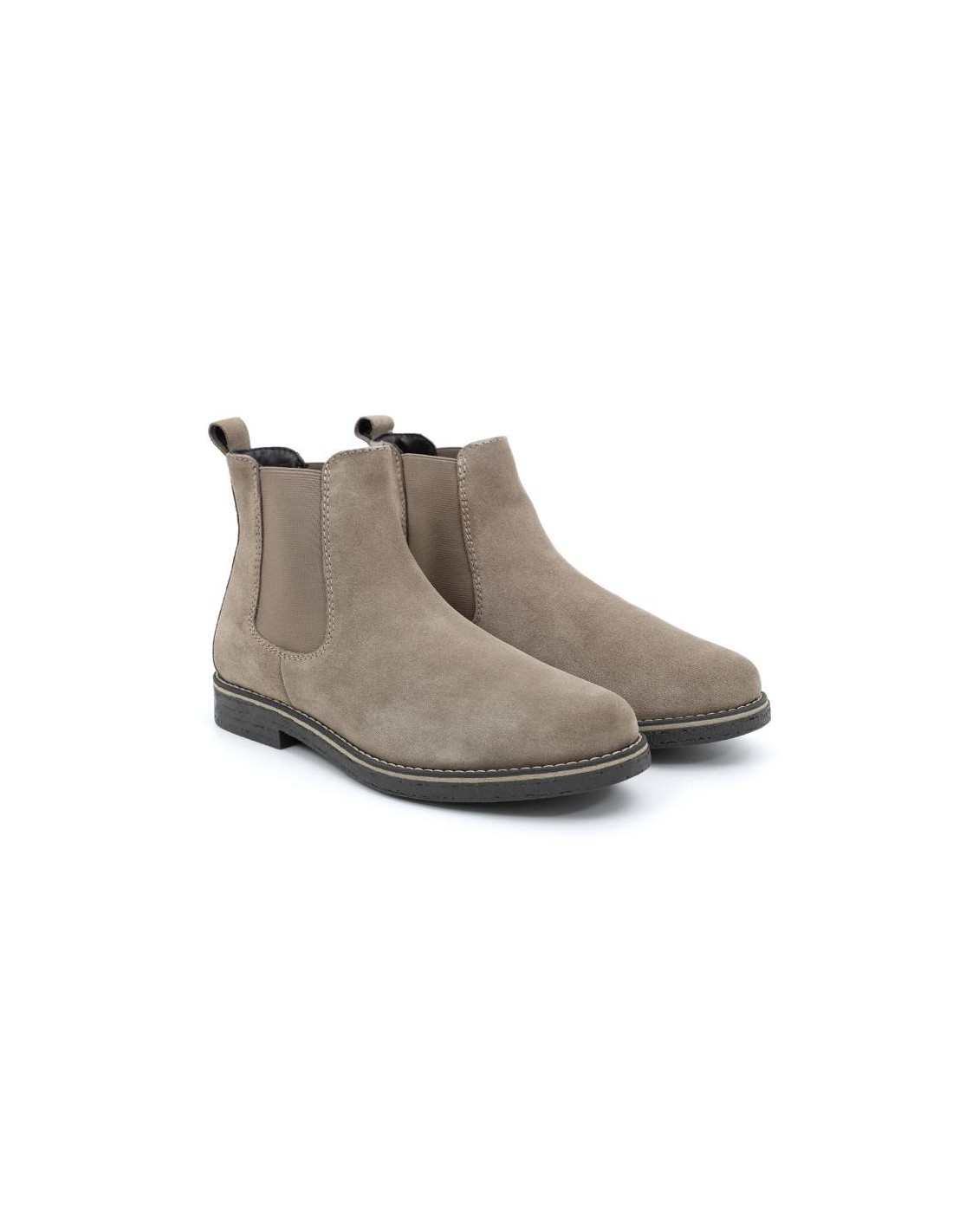 ortiz & reed Botínes Chelsea de ante con elástico lateral color beige SELOE-TAUPE Ofertas de temporada