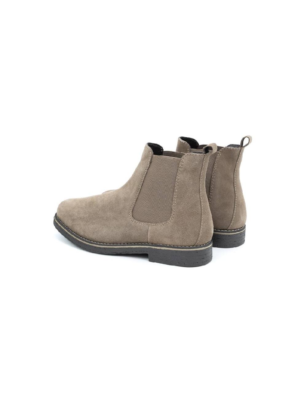 ortiz & reed Botínes Chelsea de ante con elástico lateral color beige SELOE-TAUPE Ofertas de temporada