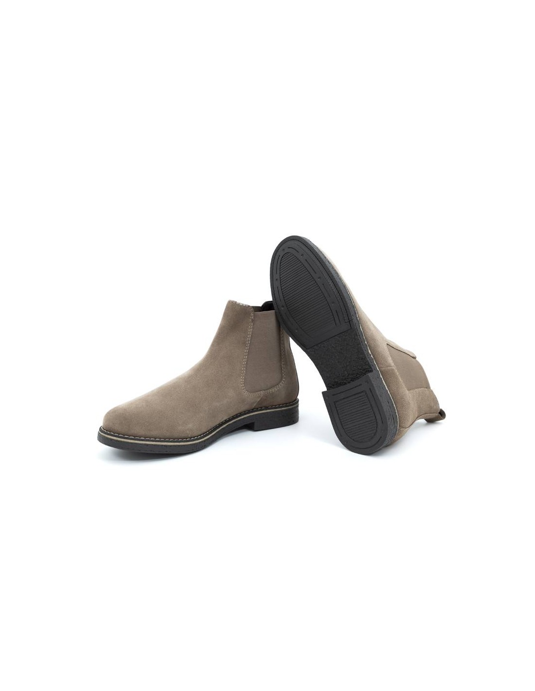 ortiz & reed Botínes Chelsea de ante con elástico lateral color beige SELOE-TAUPE Ofertas de temporada