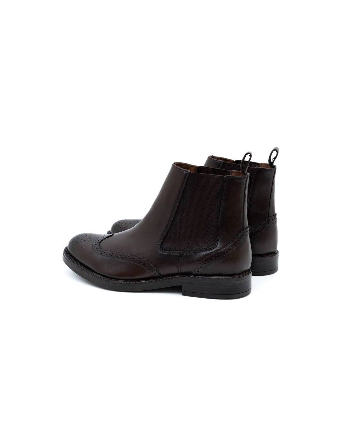 ortiz & reed Botínes Chelsea de piel acabado a mano color marrón POTAFOR-CUERO Outlet