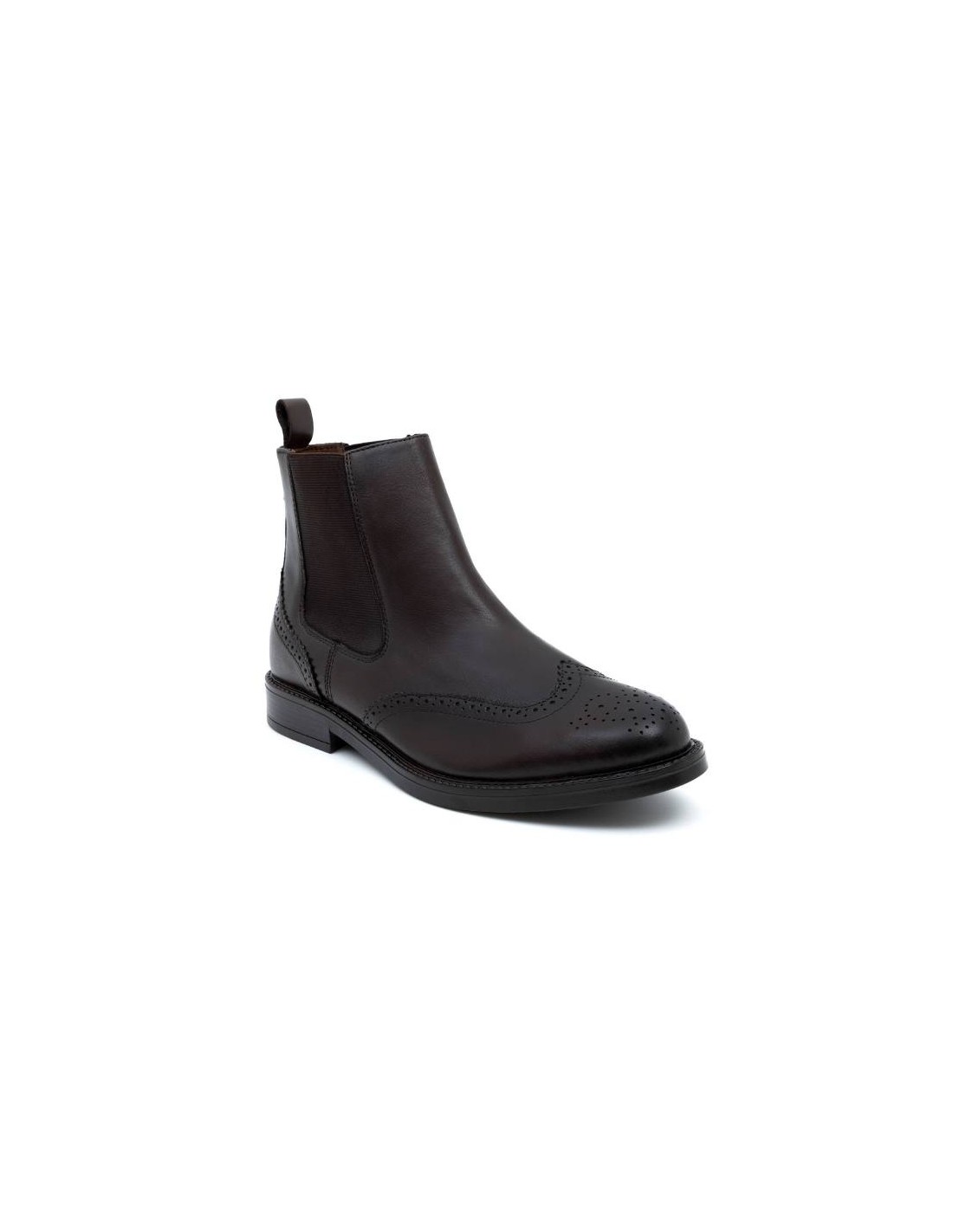 ortiz & reed Botínes Chelsea de piel acabado a mano color marrón POTAFOR-CUERO Outlet