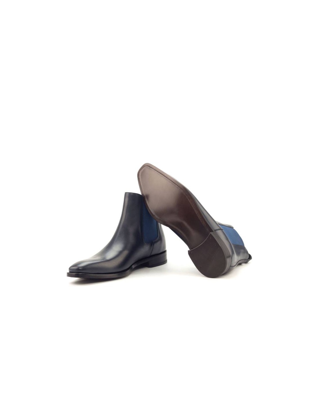 ortiz & reed Botínes Chelsea de piel con elástico lateral color azul LACHER-NAVY Venta caliente