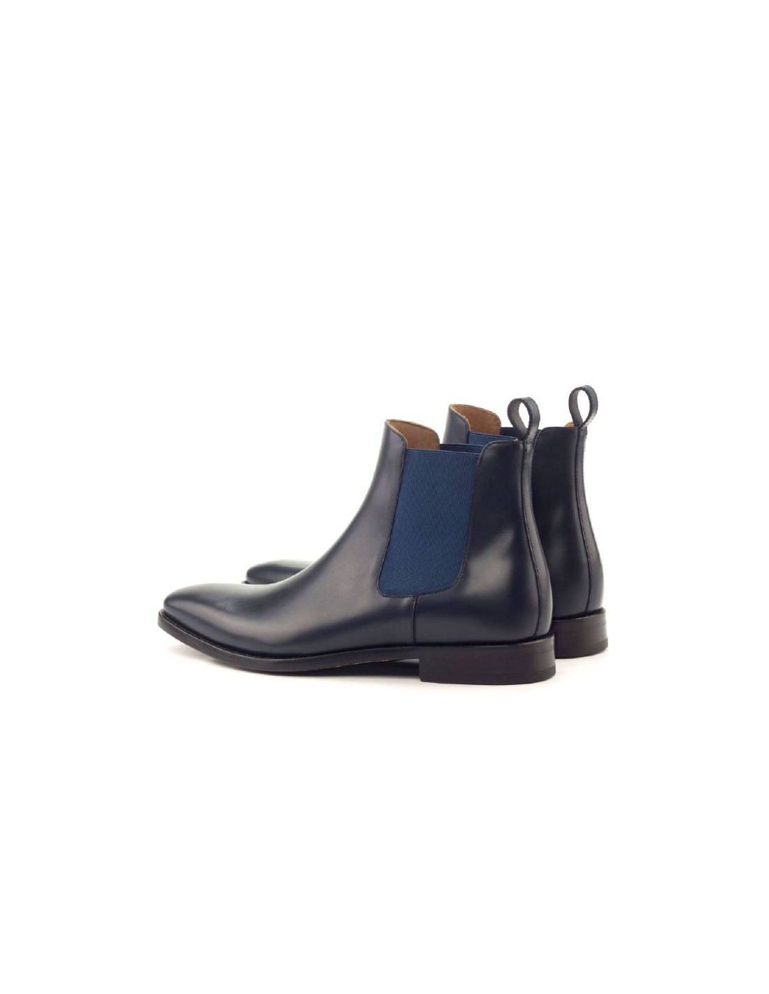 ortiz & reed Botínes Chelsea de piel con elástico lateral color azul LUCHIATO-NAVY En oferta