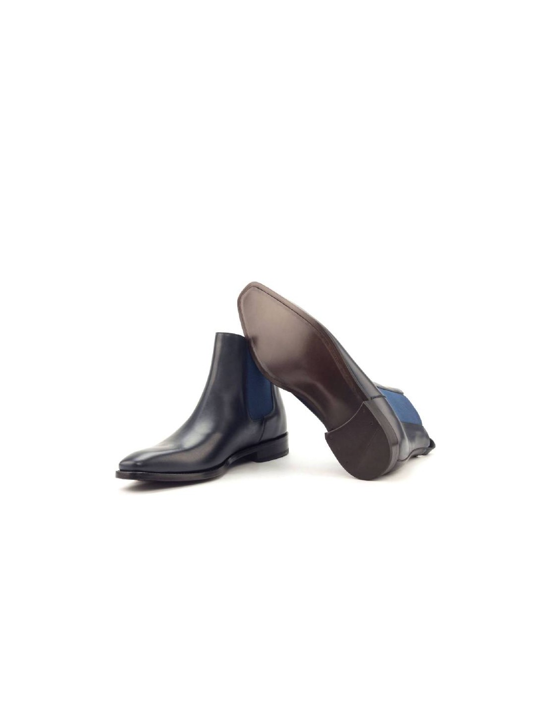 ortiz & reed Botínes Chelsea de piel con elástico lateral color azul LUCHIATO-NAVY En oferta