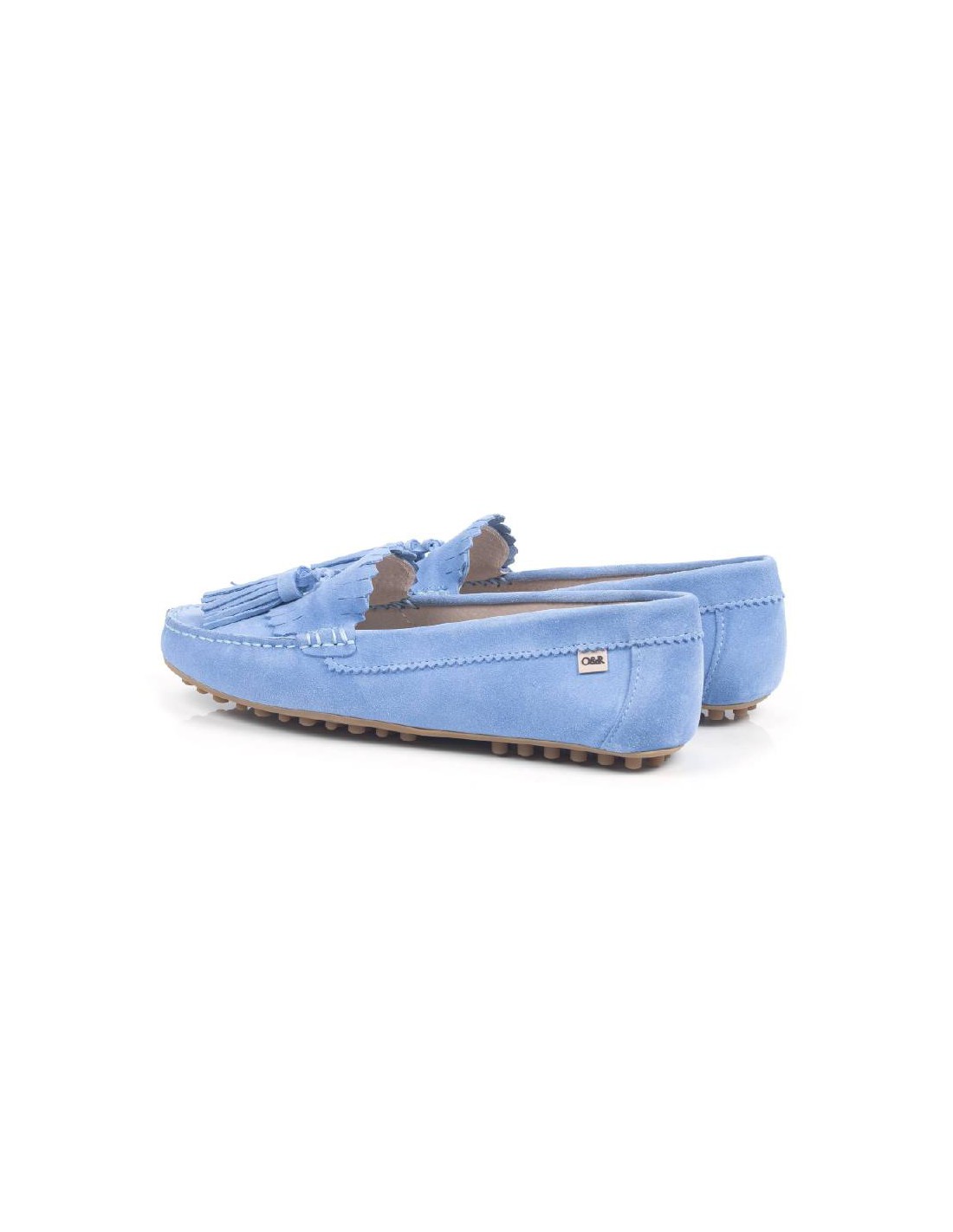 ortiz & reed Mocasines de mujer de ante con borlas color azul W-SICASOR-AZULMEN Ofertas especiales
