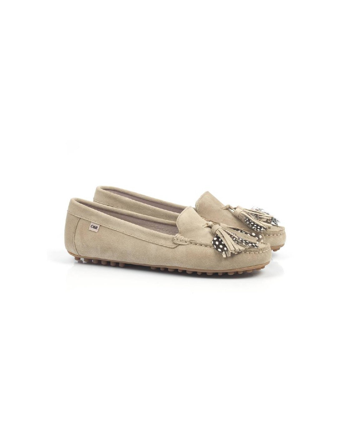 ortiz & reed Mocasines de mujer de ante con borlas color beige W-SEPLUM-BEIGE Grandes ahorros