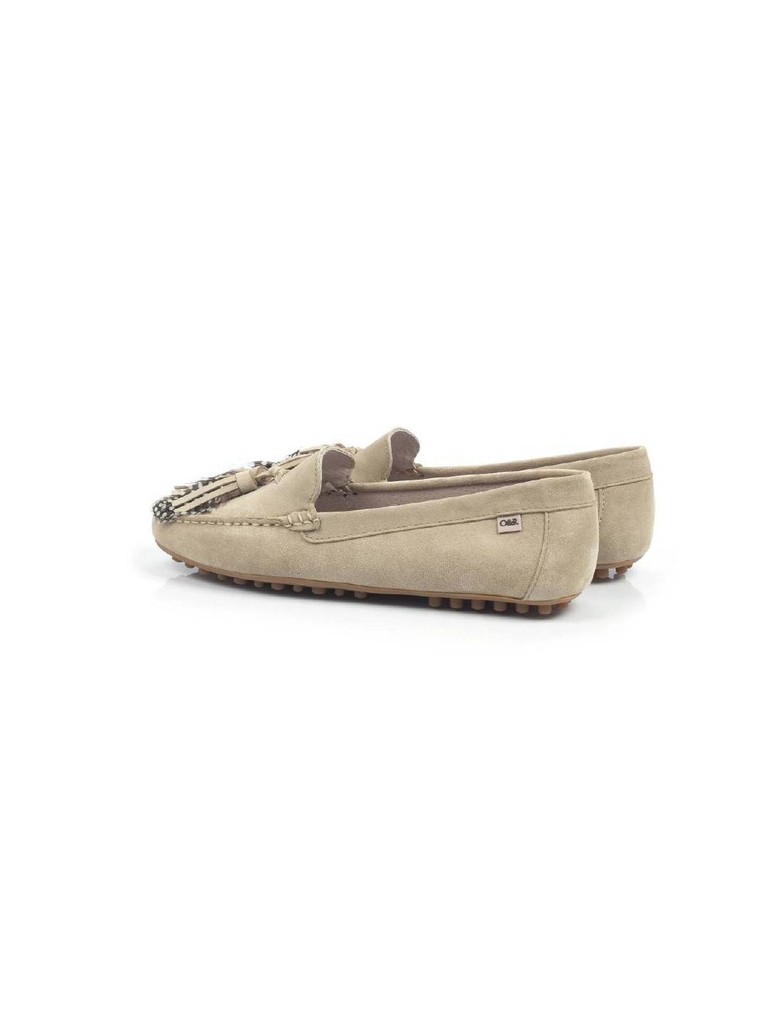 ortiz & reed Mocasines de mujer de ante con borlas color beige W-SEPLUM-BEIGE Grandes ahorros