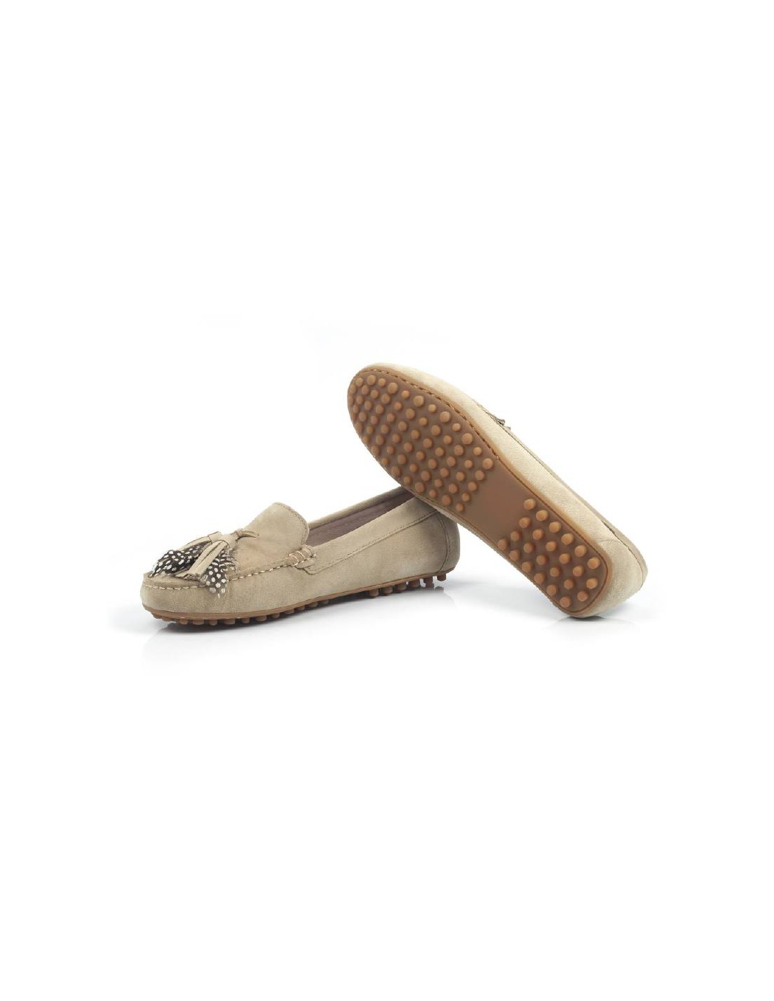 ortiz & reed Mocasines de mujer de ante con borlas color beige W-SEPLUM-BEIGE Grandes ahorros