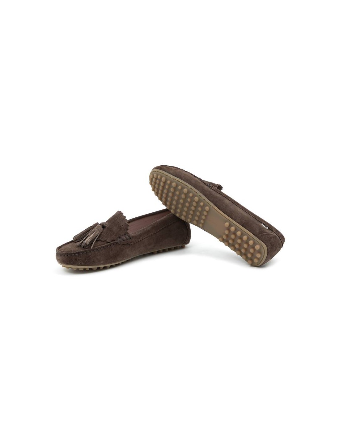 ortiz & reed Mocasines de mujer de ante con borlas color beige W-SICTOR-TAUPE Rebajas de fin de temporada