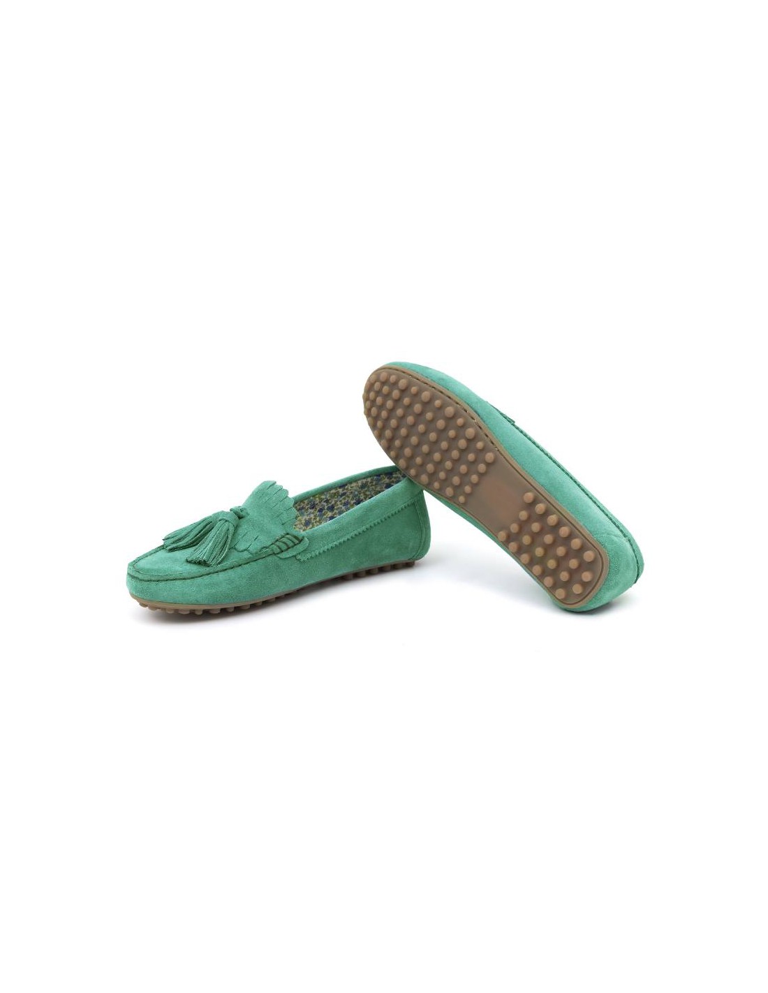 ortiz & reed Mocasines de mujer de ante con borlas color verde W-SELTOR-MENTA 2025