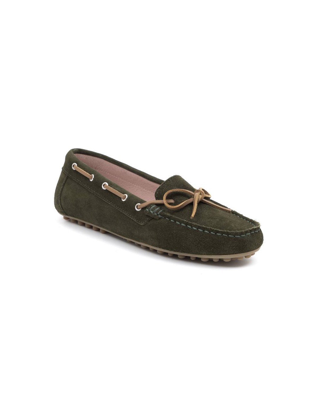 ortiz & reed Mocasines de mujer de ante con cordón de piel color verde W-SIRON-MUSGO En oferta