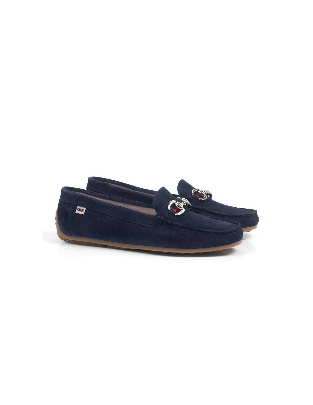 ortiz & reed Mocasines de mujer de ante con hebilla color azul W-SICHAROR-AZUL Gran oferta