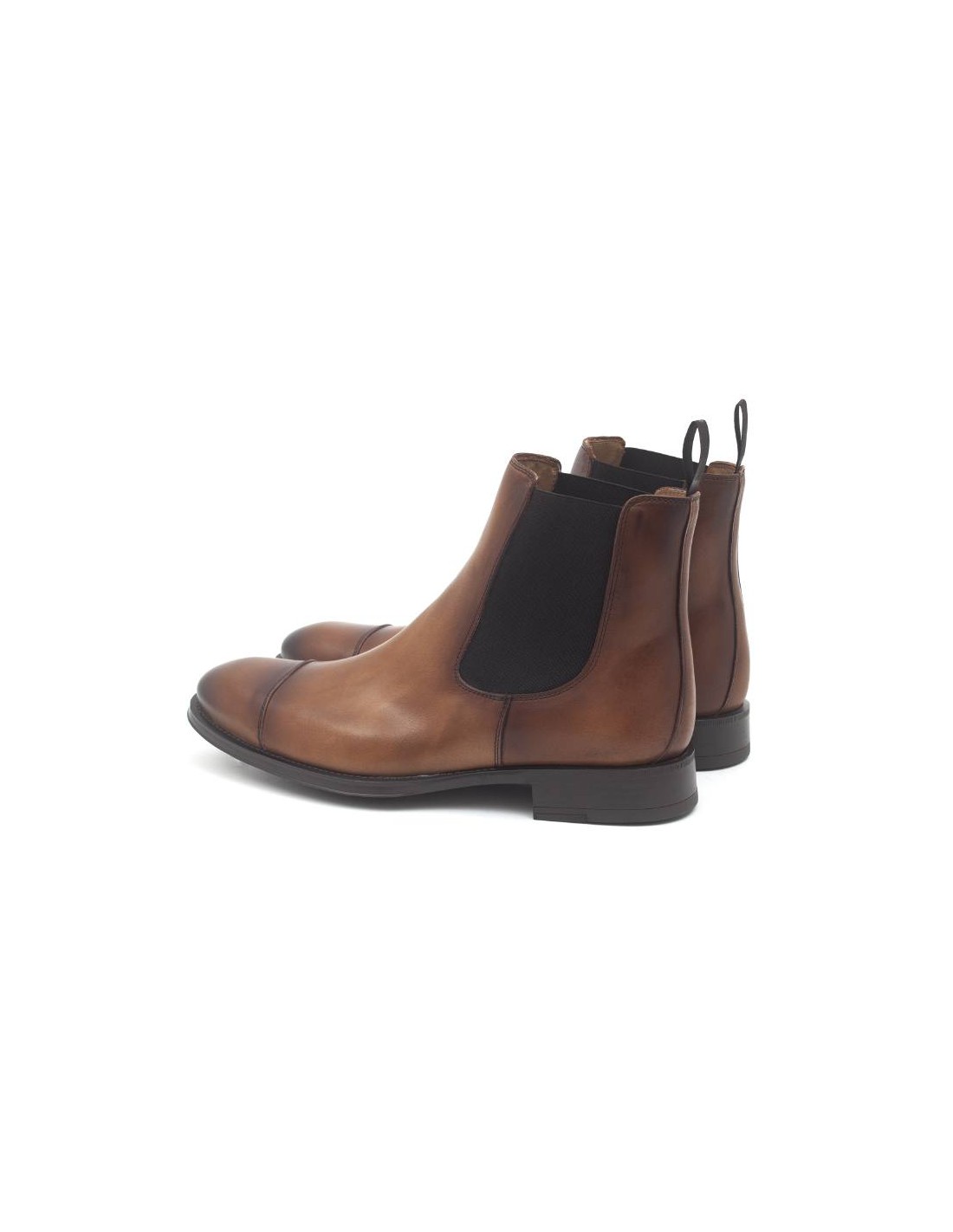 ortiz & reed Botínes Chelsea de piel con elástico lateral color cuero MONTRELO-CAMEL Los más vendidos