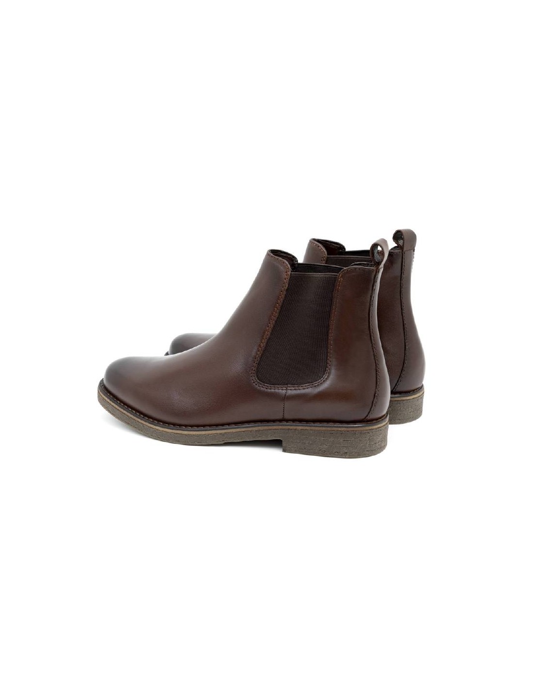 ortiz & reed Botínes Chelsea de piel con elástico lateral color marrón BERTORE-BROWN Ventas relámpago