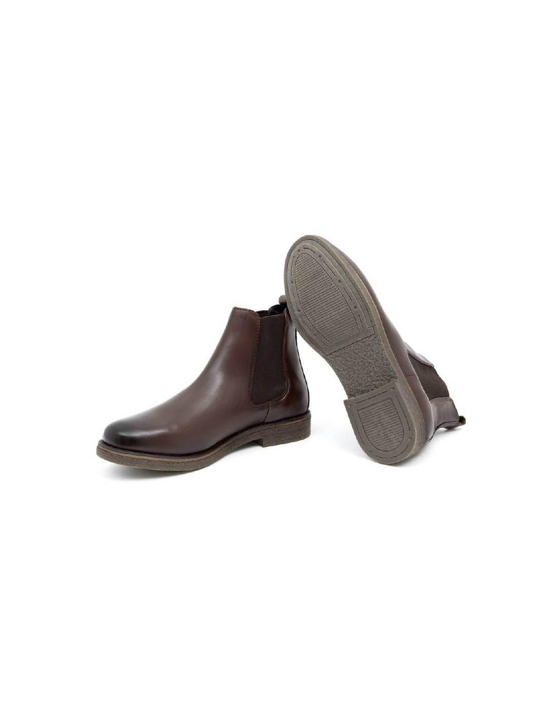 ortiz & reed Botínes Chelsea de piel con elástico lateral color marrón BERTORE-BROWN Ventas relámpago