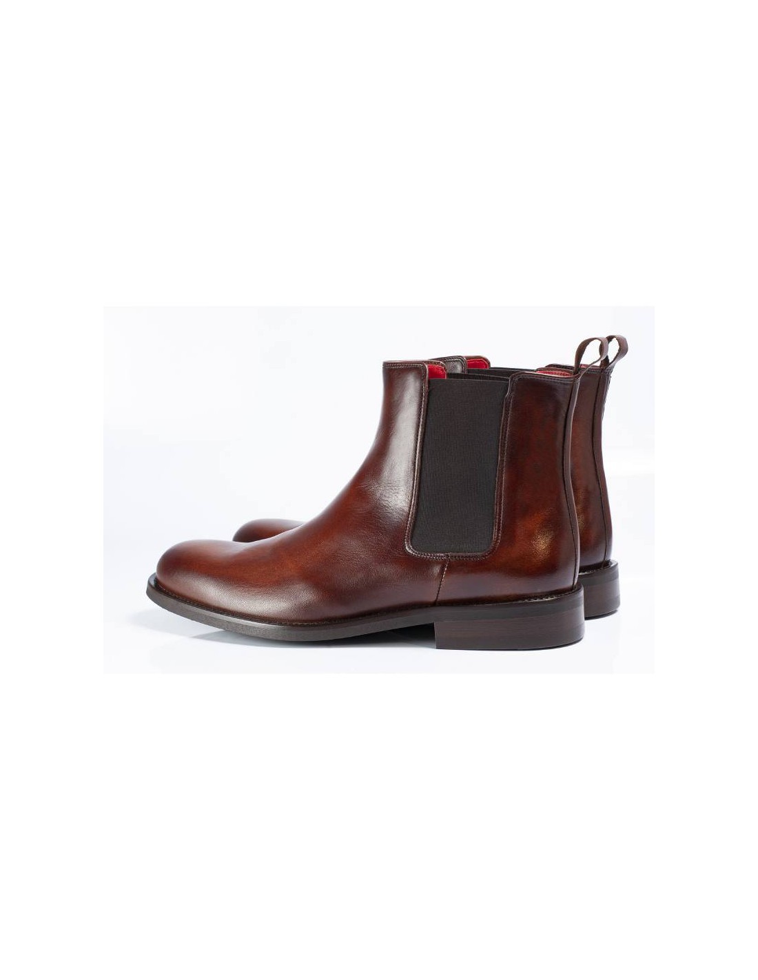 ortiz & reed Botínes Chelsea de piel con elástico lateral color marrón CHEMOR-MARRON Descuento