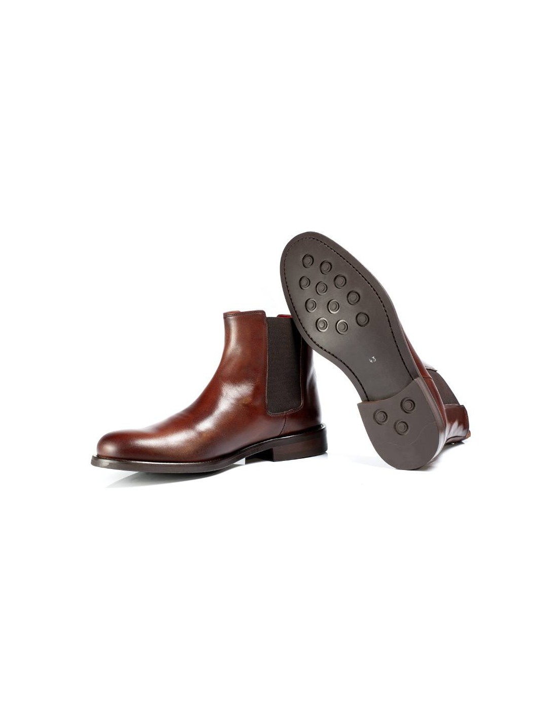 ortiz & reed Botínes Chelsea de piel con elástico lateral color marrón CHEMOR-MARRON Descuento