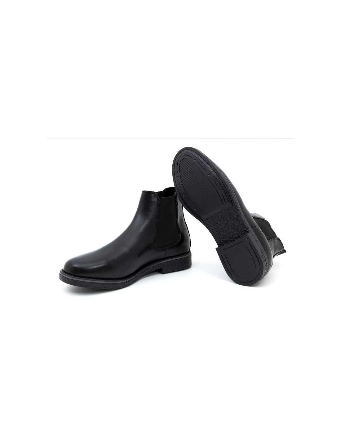 ortiz & reed Botínes Chelsea de piel con elástico lateral color negro BELSOR-NEGRO Rebajas top