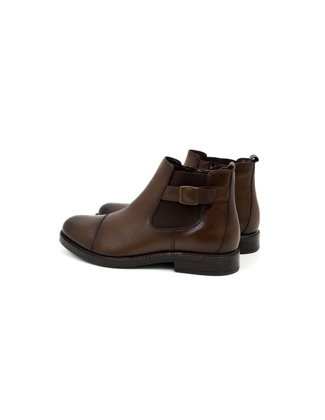 ortiz & reed Botínes Chelsea de piel con hebilla color marrón BREBUCK-BROWN ÚLTIMAS EDICIONES