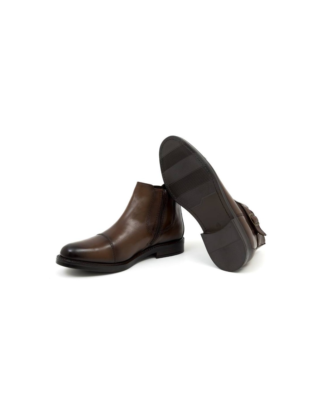 ortiz & reed Botínes Chelsea de piel con hebilla color marrón BREBUCK-BROWN ÚLTIMAS EDICIONES