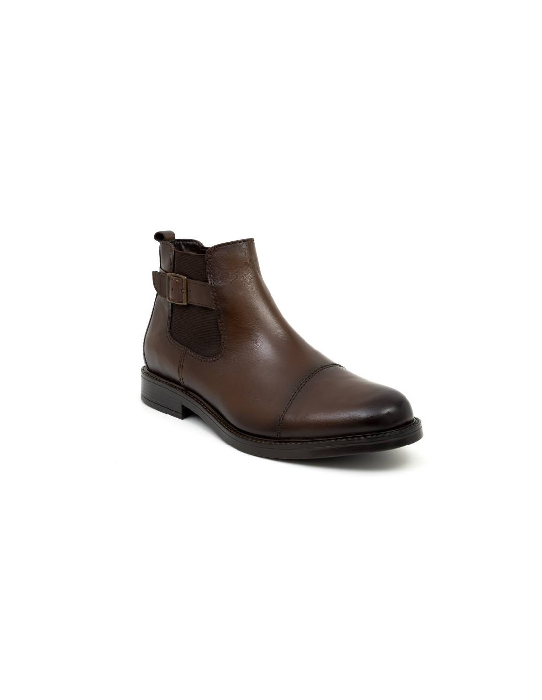 ortiz & reed Botínes Chelsea de piel con hebilla color marrón BREBUCK-BROWN ÚLTIMAS EDICIONES
