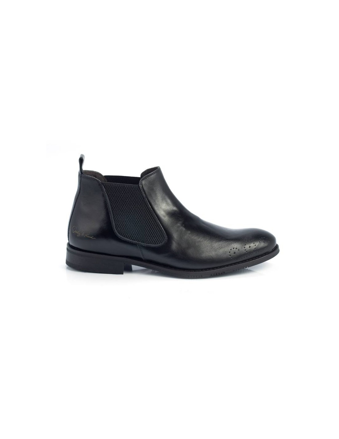 ortiz & reed Botínes Chelsea de piel deslavado color negro VENILA-NEGRO Precio de fábrica