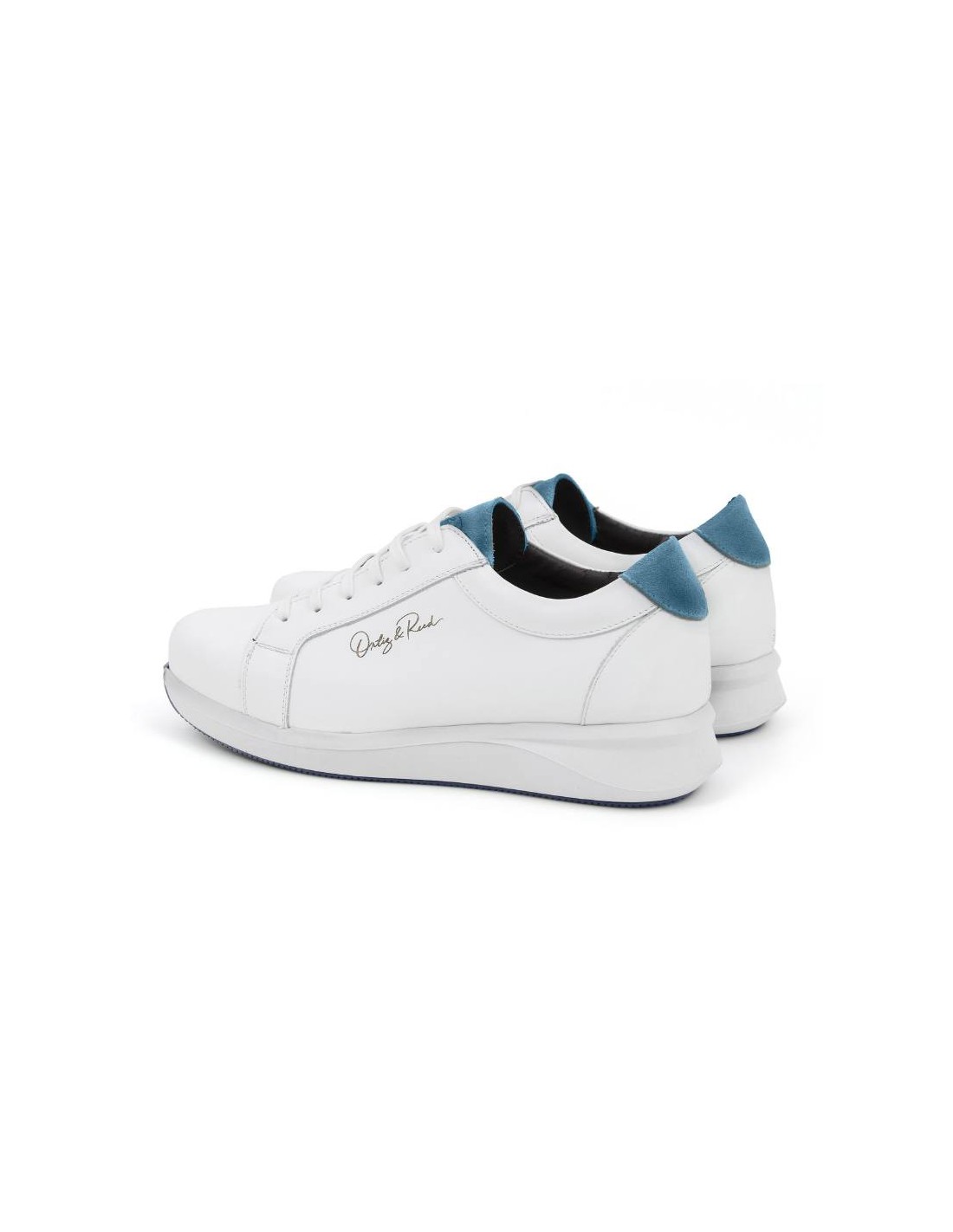 ortiz & reed Deportivo de mujer de piel liso color blanco W-LOREED-BLANCO-AQUA Ofertas especiales