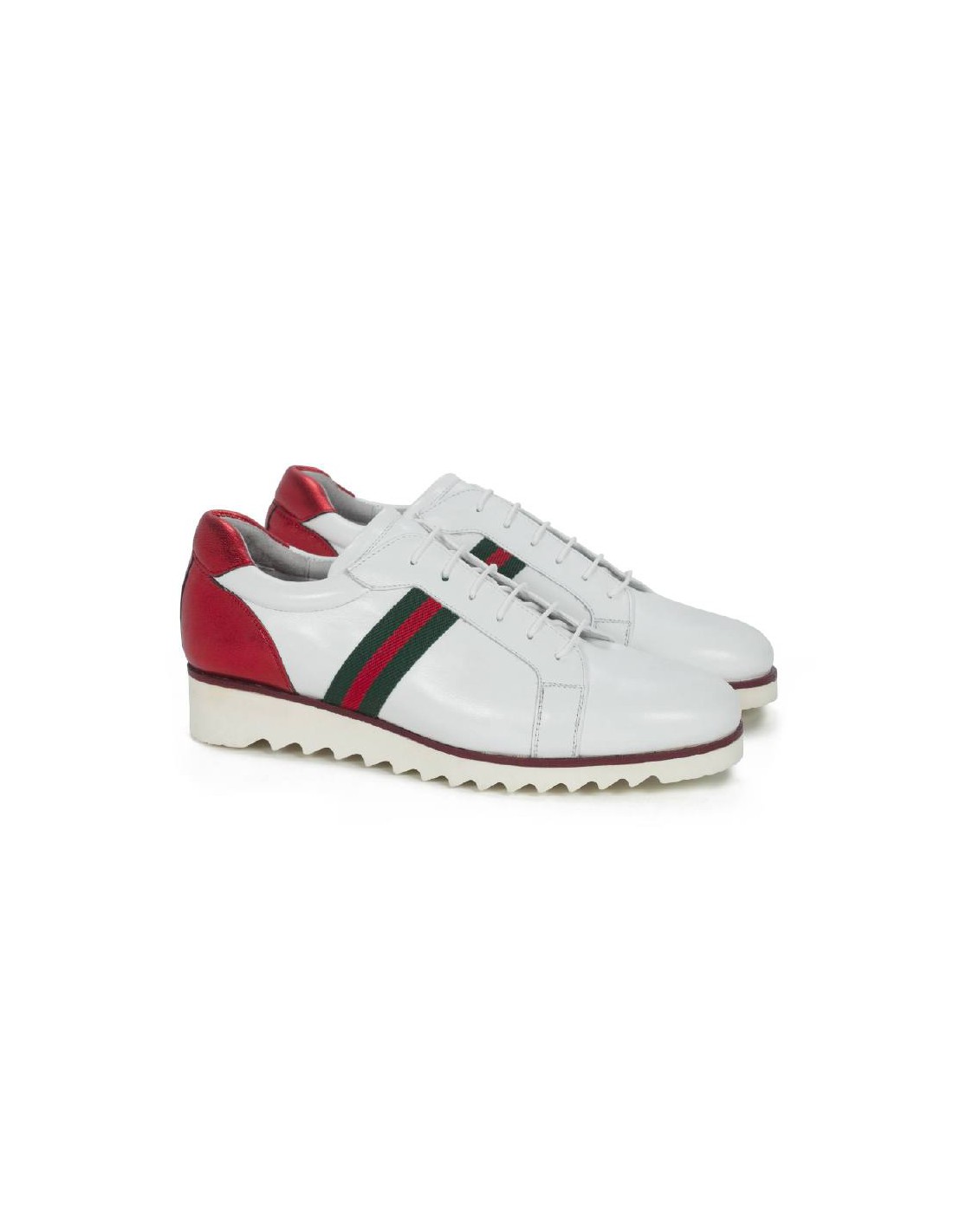 ortiz & reed Deportivo de mujer de piel patrón grabado color blanco W-SUCHE-BLANCO