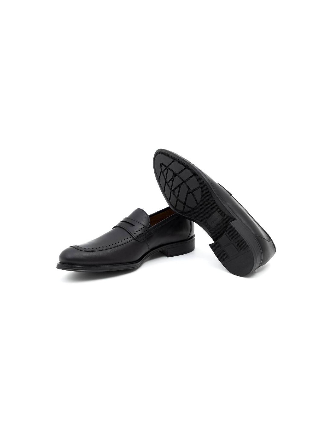 ortiz & reed Mocasín de piel con antifaz color negro BOSELI-NEGRO Venta caliente