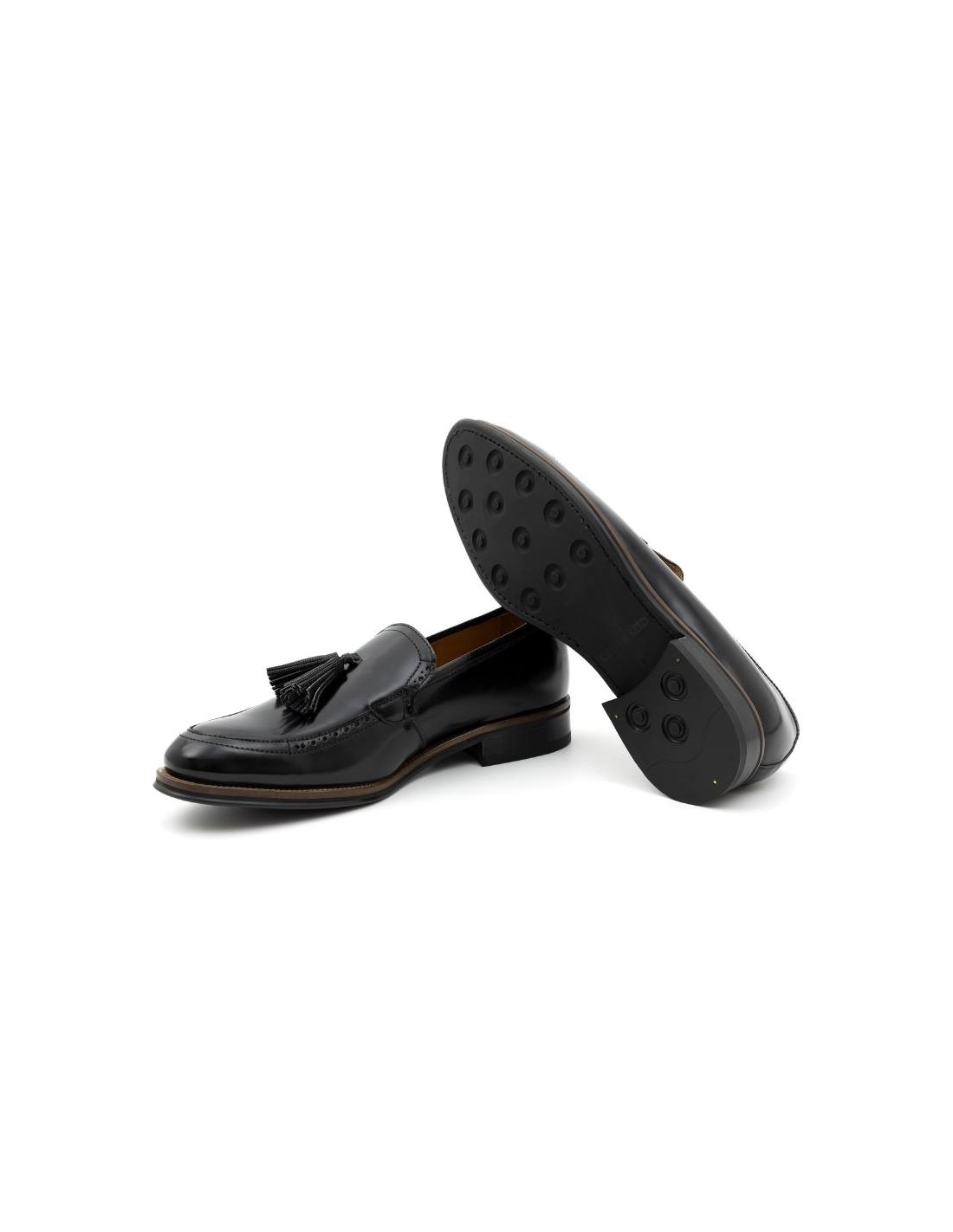 ortiz & reed Mocasín de piel con borlas color negro FRAMO-NEGRO Liquidación