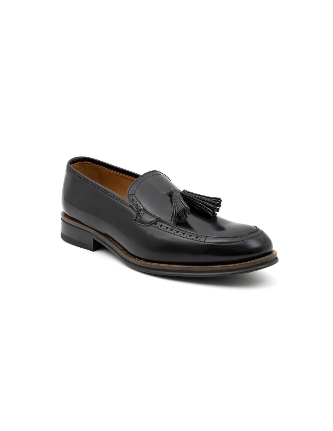 ortiz & reed Mocasín de piel con borlas color negro FRAMO-NEGRO Liquidación