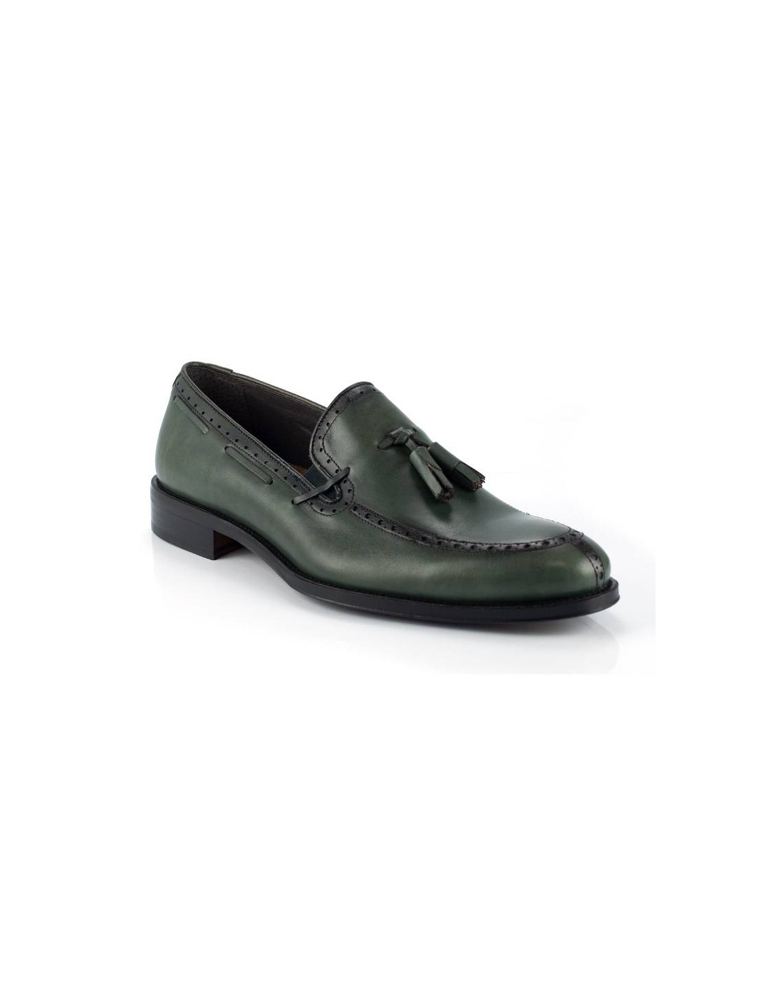 ortiz & reed Mocasín de piel con borlas color verde LUDEN-FORESTA Mejor oferta