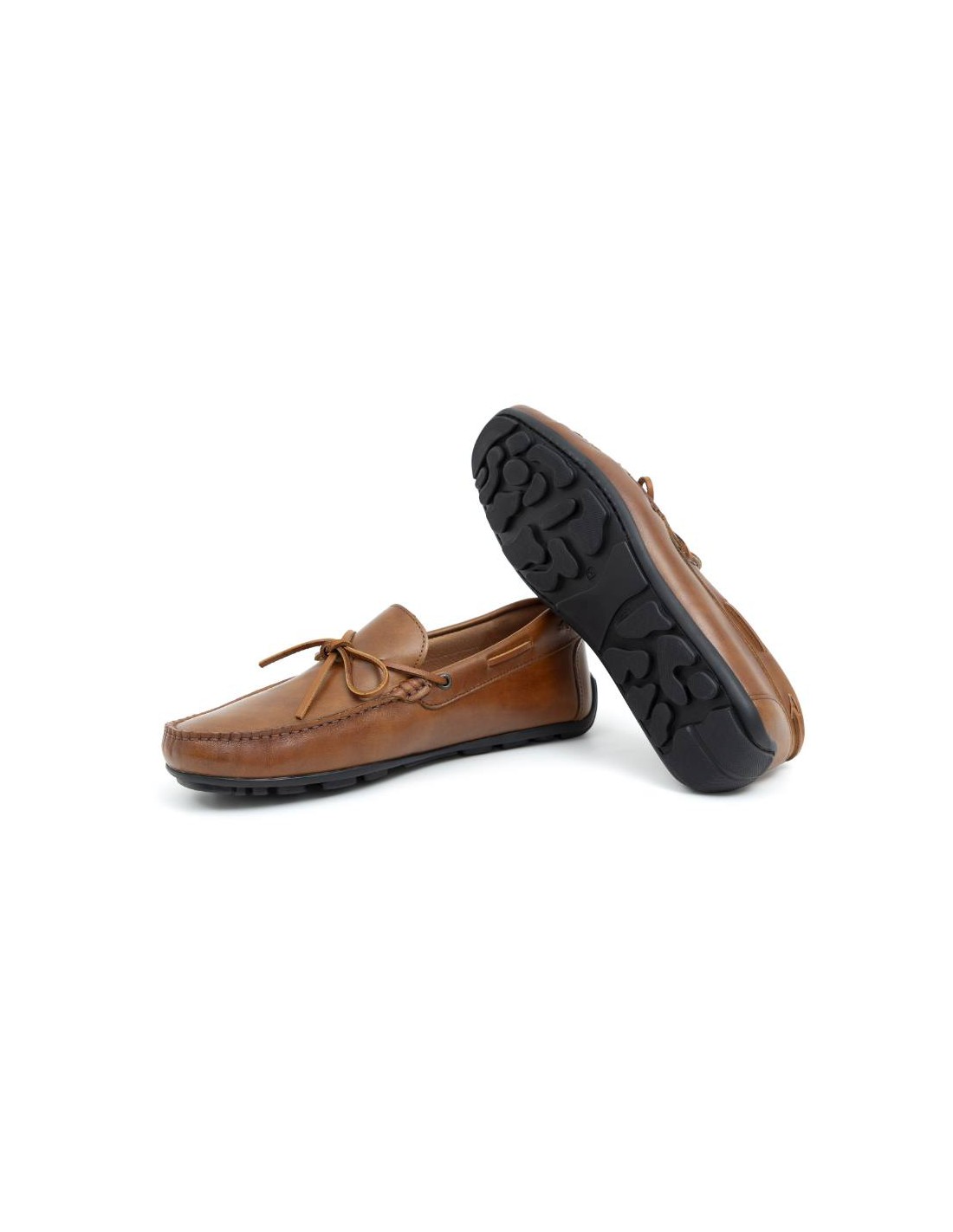 ortiz & reed Mocasín de piel con cordón de piel color cuero ELAZO-CUERO Envío gratis
