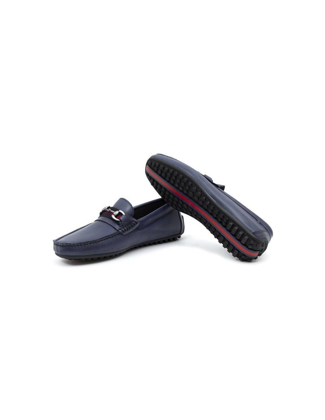 ortiz & reed Mocasín de piel con hebilla color azul BELIPO-NAVY Oferta especial