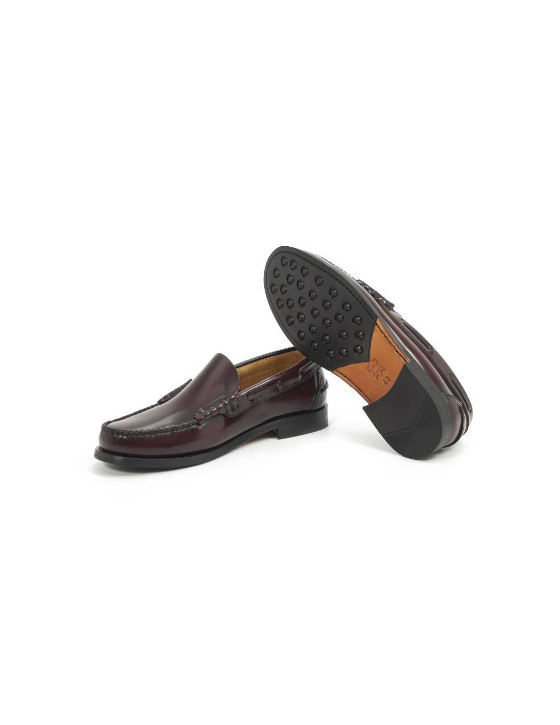 ortiz & reed Castellanos de piel con costura color burdeos PULEO-BURDEOS Ofertas especiales