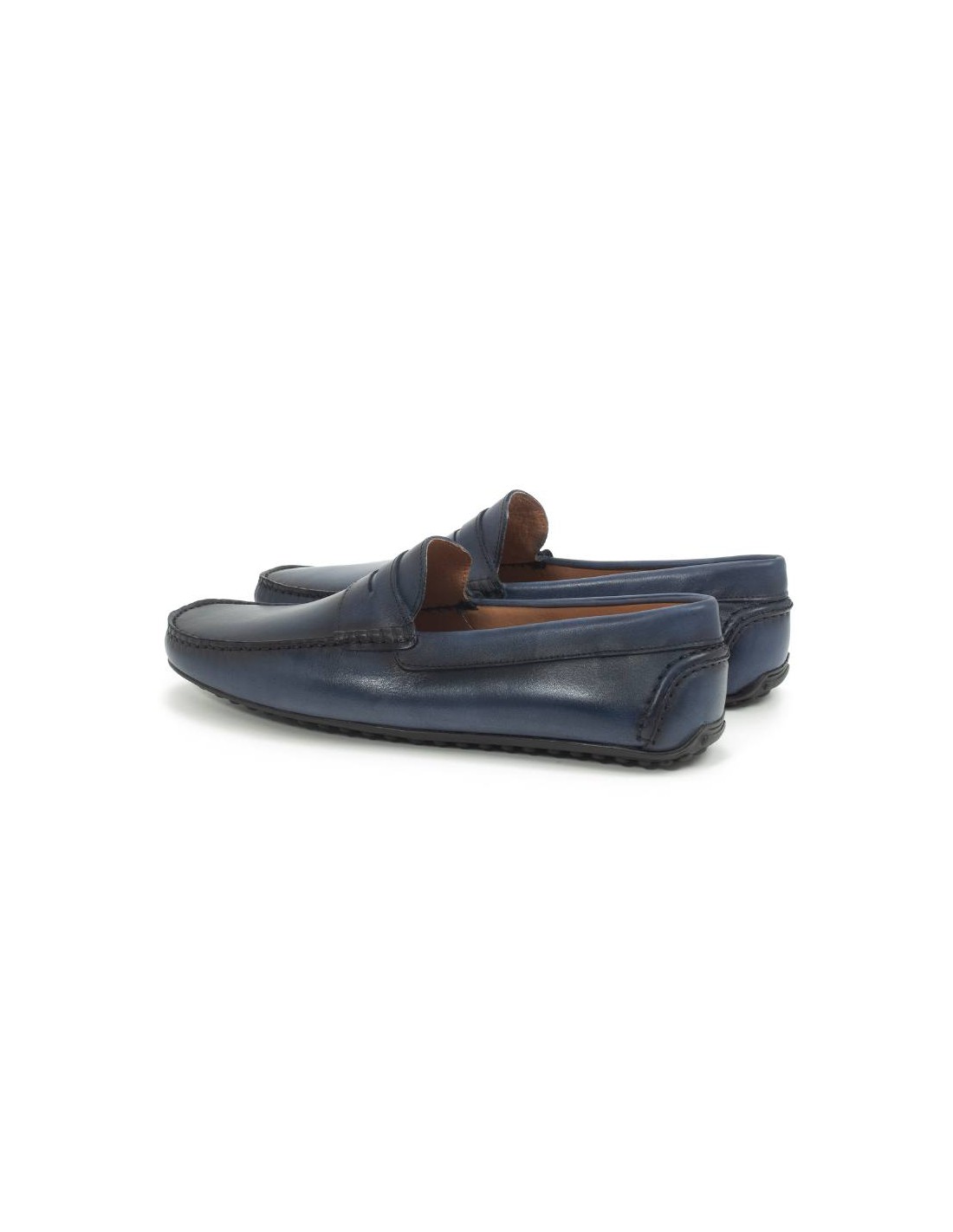 ortiz & reed Mocasín de piel con antifaz color azul EDDY-NAVY En oferta