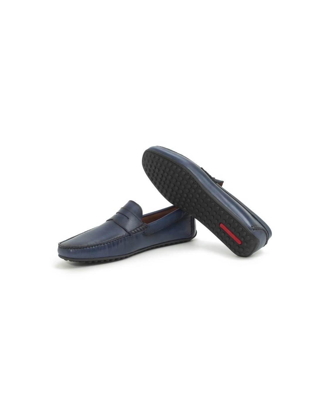 ortiz & reed Mocasín de piel con antifaz color azul EDDY-NAVY En oferta