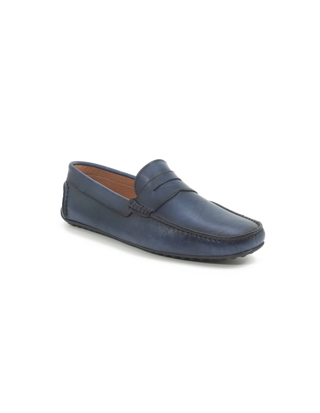 ortiz & reed Mocasín de piel con antifaz color azul EDDY-NAVY En oferta