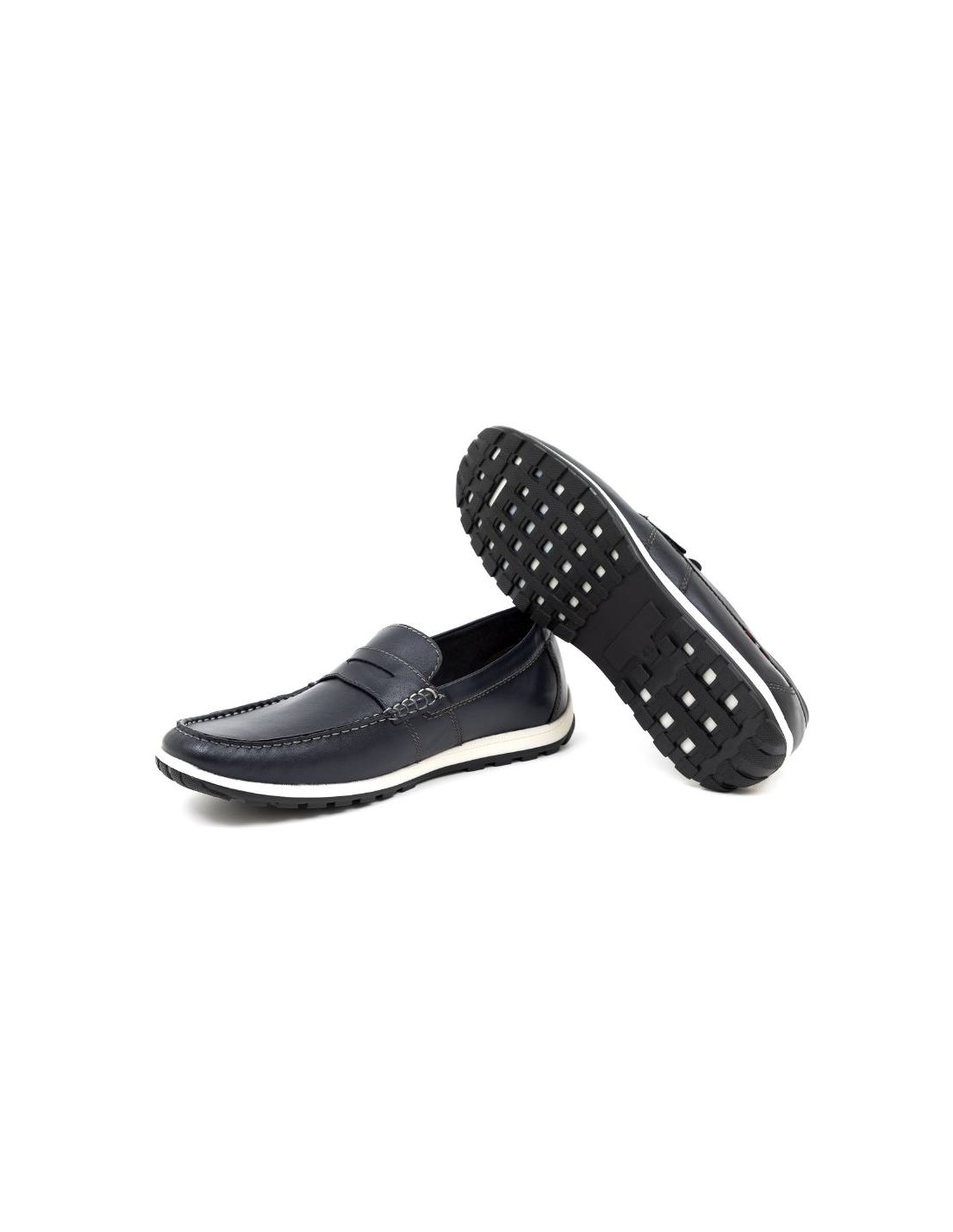 ortiz & reed Mocasín de piel con antifaz color azul MEGOR-BLUE Ventas relámpago